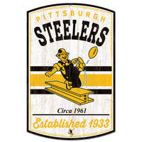 Pittsburgh Steelers / Classic Logo RETRO Wood Sign 11" x 17" 1/4" thick