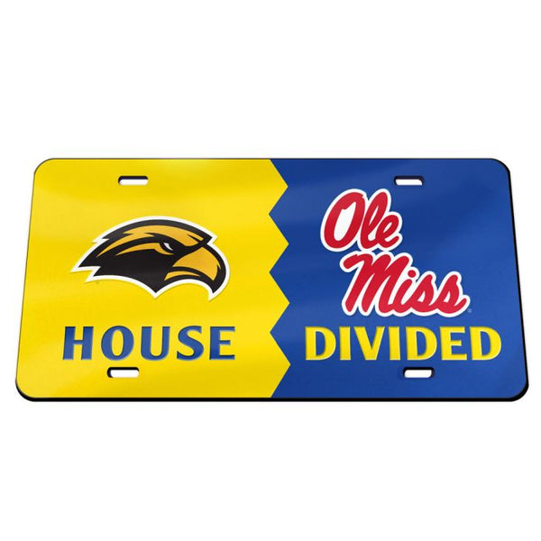 Wholesale-Ole Miss Rebels / Southern Miss Golden Eagles SOUTHERN MISS &amp; OLE MISS Specialty Acrylic License Plate NCAA Rivalry