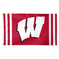 Wholesale-Wisconsin Badgers VERTICAL STRIPES Flag - Deluxe 3' X 5'