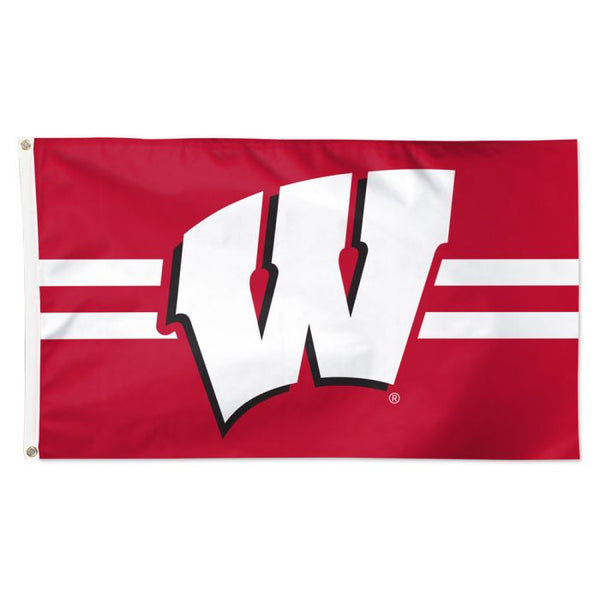 Wholesale-Wisconsin Badgers HORIZONTAL STRIPES Flag - Deluxe 3' X 5'