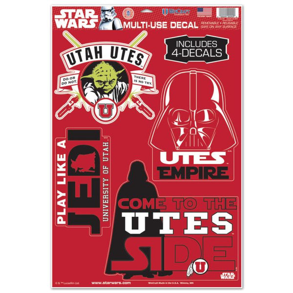 Wholesale-Utah Utes / Star Wars DARTH VADER &amp; YODA Multi-Use Decal 11" x 17"