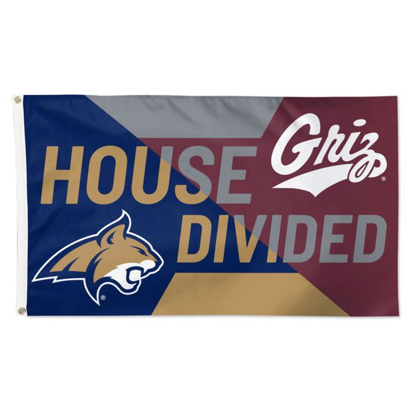 Wholesale-Montana State Bobcats / Montana Grizzlies House Divided Flag - Deluxe 3' X 5' NCAA Rivalry