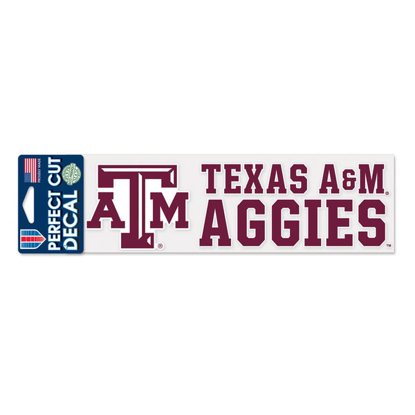 Texas A&M Aggies Stacked Design Perfect Cut Decals 3" x 10"