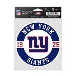 New York Giants Patch Fan Decals 3.75" x 5"