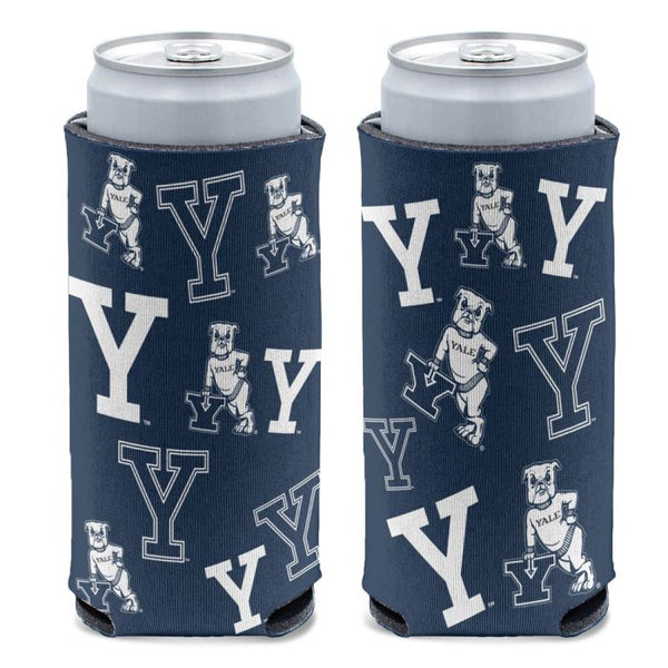 Wholesale-Yale Bulldogs SCATTERPRINT 12 oz Slim Can Cooler
