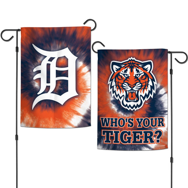 Detroit Tigers Tie Dye Garden Flags 2 sided 12.5" x 18"