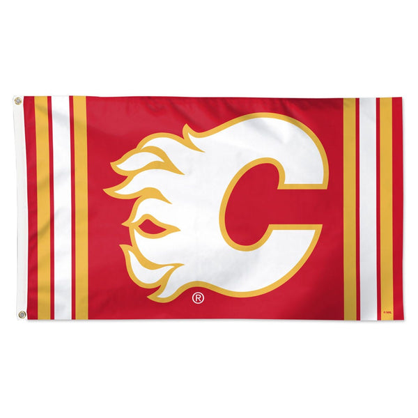 Calgary Flames V STRIPE Flag - Deluxe 3' X 5'