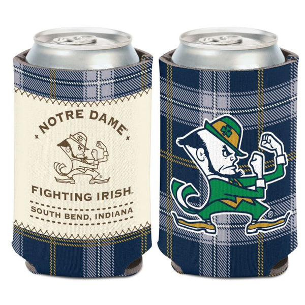 Wholesale-Notre Dame Fighting Irish BLUE PLAID Can Cooler 12 oz.
