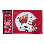 Wholesale-Wisconsin Badgers HELMET Flag - Deluxe 3' X 5'