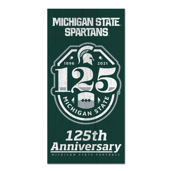 Wholesale-Michigan State Spartans Michigan St 125th Football Anniversary Wood Sign 6x12 3/8" thick