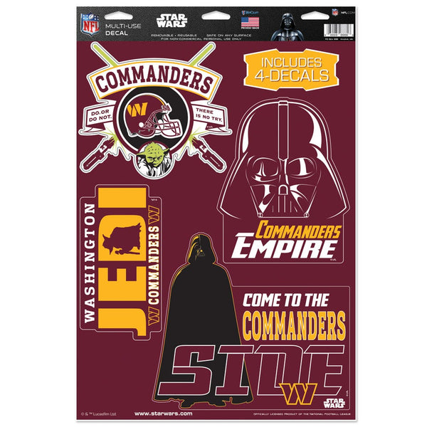 Washington Commanders / Star Wars Vader and Yoda Multi-Use Decal 11" x 17"