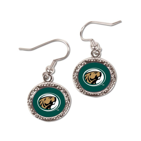 Wholesale-Bemidji State Beavers WIRE LOGO HAMMERED Earrings Jewelry Carded Round