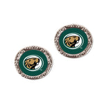 Wholesale-Bemidji State Beavers OVAL POST HAMMERED Earrings Jewelry Carded Round