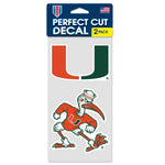Miami Hurricanes Perfect Cut Decal Set of two 4"x4"