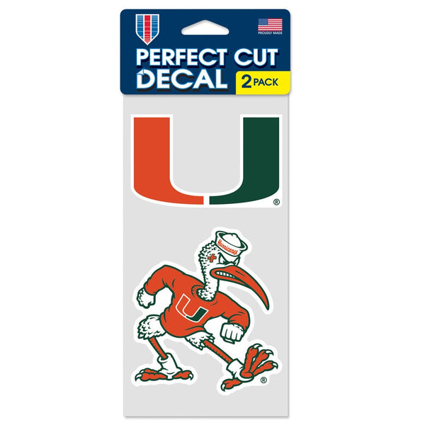 Miami Hurricanes Perfect Cut Decal Set of two 4"x4"