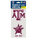 Texas A&M Aggies Perfect Cut Decal set of two 4"x4"