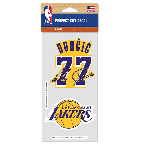 Los Angeles Lakers Perfect Cut Decal Set of two 4"x4" Luka Doncic
