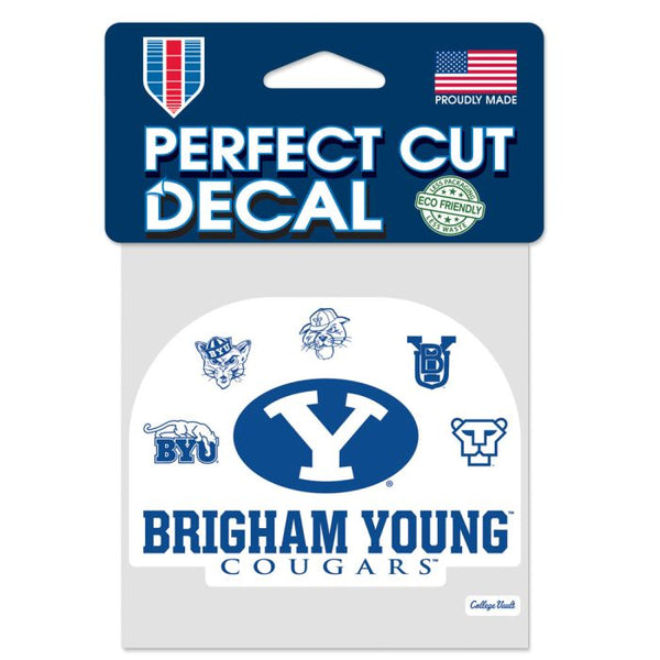 Wholesale-Brigham Young Cougars / Vintage Collegiate Perfect Cut Color Decal 4" x 4"