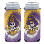 Wholesale-East Carolina Pirates TIE DYE 12 oz Slim Can Cooler