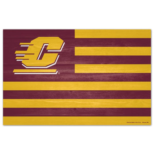 Wholesale-Central Michigan Chippewas AMERICANA Wood Sign 11" x 17" 1/4" thick