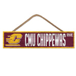 Wholesale-Central Michigan Chippewas Wood Sign-with Rope 4" x 17"