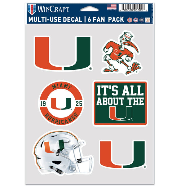 Miami Hurricanes Multi Use 6 Fan Pack