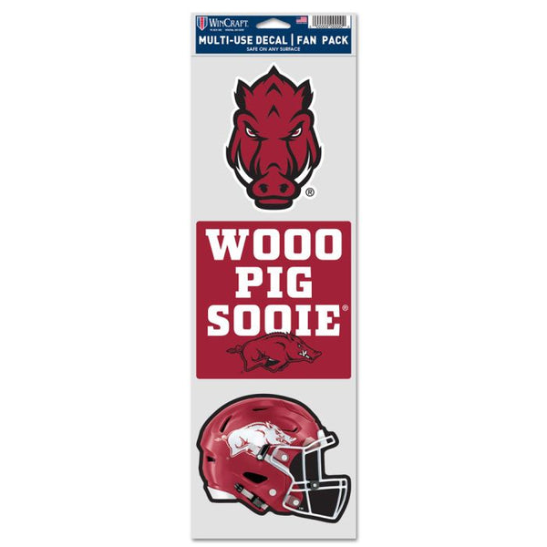 Wholesale-Arkansas Razorbacks 3 PACK FOOTBALL HELMET Fan Decals 3.75" x 12"