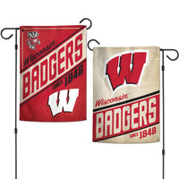 Wholesale-Wisconsin Badgers RETRO Garden Flags 2 sided 12.5" x 18"