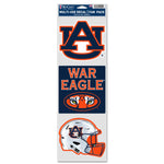 Auburn Tigers 3 PACK FOOTBALL HELMET Fan Decals 3.75" x 12"