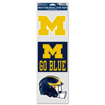 Wholesale-Michigan Wolverines 3 PACK FOOTBALL HELMET Fan Decals 3.75" x 12"