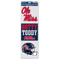 Ole Miss Rebels 3 PACK FOOTBALL HELMET Fan Decals 3.75" x 12"