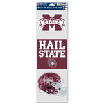 Mississippi State Bulldogs 3 PACK FOOTBALL HELMET Fan Decals 3.75" x 12"