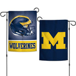 Michigan Wolverines HELMET Garden Flags 2 sided 12.5" x 18"