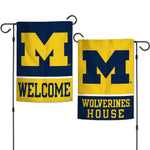 Michigan Wolverines WELCOME Garden Flags 2 sided 12.5" x 18"