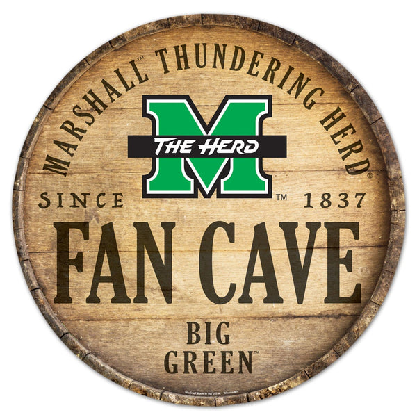 Marshall Thundering Herd Wood Sign 14" Rnd