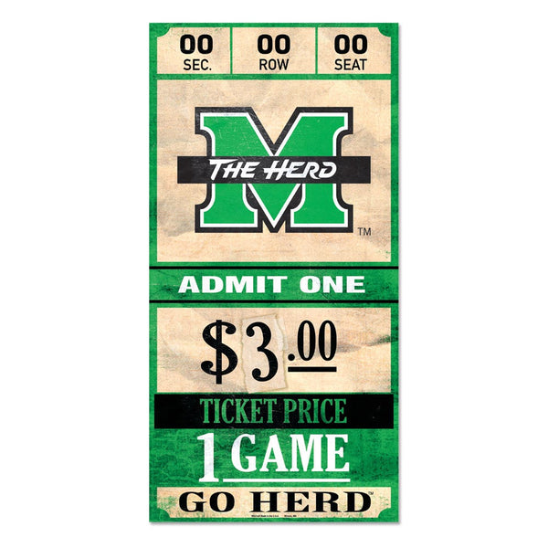 Marshall Thundering Herd Wood Sign 6x12 3/8" thick