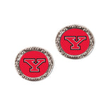Wholesale-Youngstown State Penguins OVAL POST HAMMERED Earrings Jewelry Carded Round