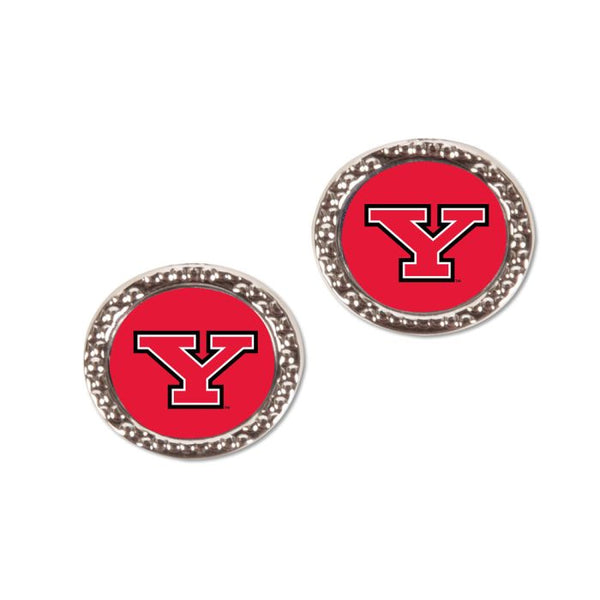 Wholesale-Youngstown State Penguins OVAL POST HAMMERED Earrings Jewelry Carded Round