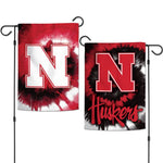 Wholesale-Nebraska Cornhuskers TIE DYE Garden Flags 2 sided 12.5" x 18"