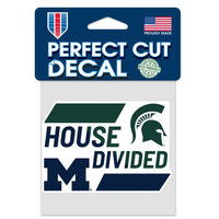 Wholesale-Michigan Wolverines / Michigan State Spartans HOUSE DIVIDED NCAA; MICH Perfect Cut Color Decal 4" x 4" NCAA Rivalry