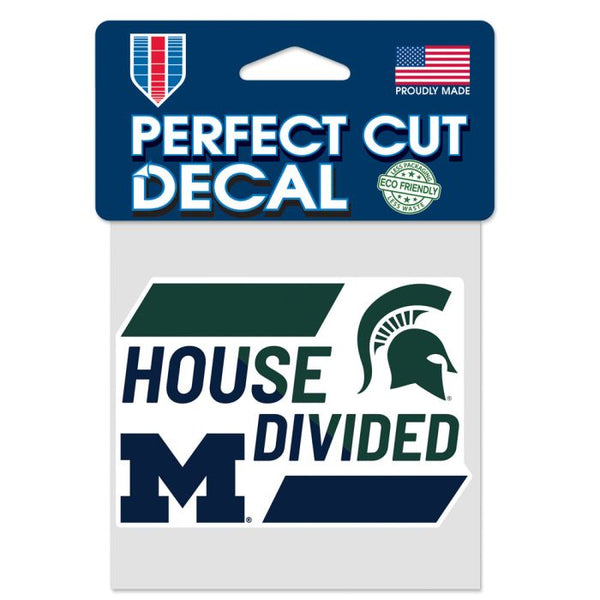 Wholesale-Michigan Wolverines / Michigan State Spartans HOUSE DIVIDED NCAA; MICH Perfect Cut Color Decal 4" x 4" NCAA Rivalry