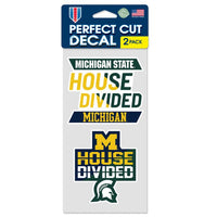 Wholesale-Michigan Wolverines / Michigan State Spartans HOUSE DIVIDED NCAA; MICH Perfect Cut Decal Set of two 4"x4" NCAA Rivalry