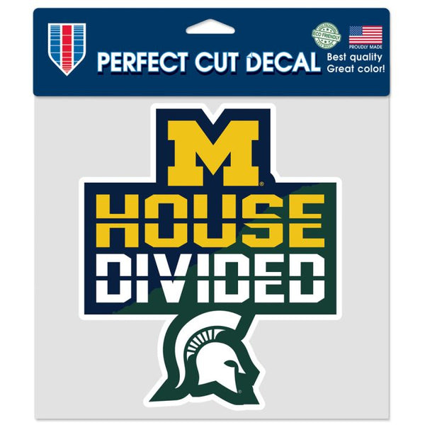 Wholesale-Michigan Wolverines / Michigan State Spartans HOUSE DIVIDED NCAA; MICH Perfect Cut Color Decal 8" x 8" NCAA Rivalry