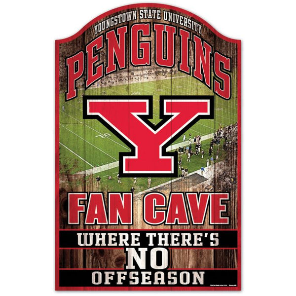 Wholesale-Youngstown State Penguins FAN CAVE Wood Sign 11" x 17" 1/4" thick