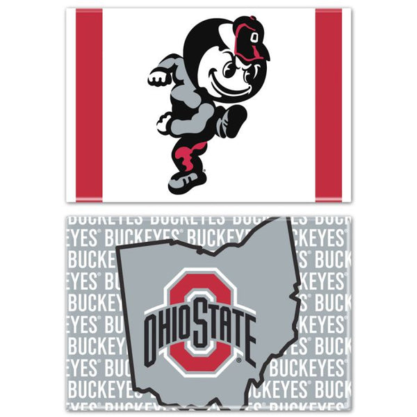 Wholesale-Ohio State Buckeyes BRUTUS / STATE SHAPE Rectangle Magnet, 2pack 2" x 3"