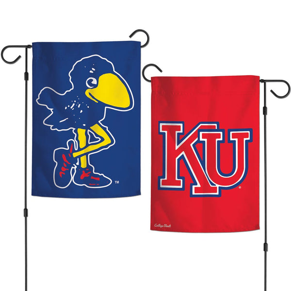 KANSAS JAYHAWKS / Vintage Collegiate Garden Flags 2 sided 12.5" x 18"