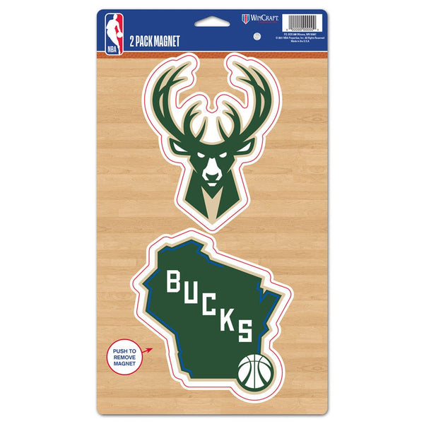 Milwaukee Bucks 2 Pack Magnets 5" x  9"