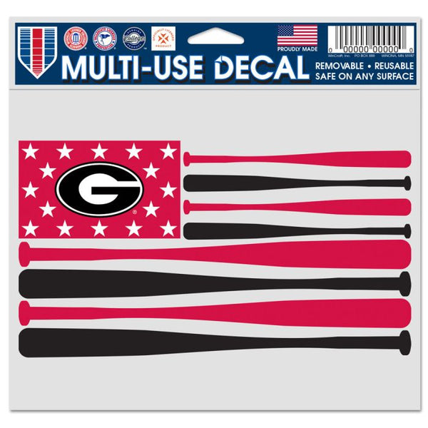 Wholesale-Georgia Bulldogs BAT FLAG Multi-Use Decal -Clear Bckrgd 5" x 6"