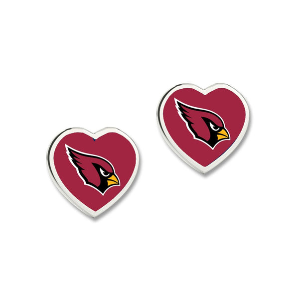 Arizona Cardinals Heart Post Earrings w/3D Heart