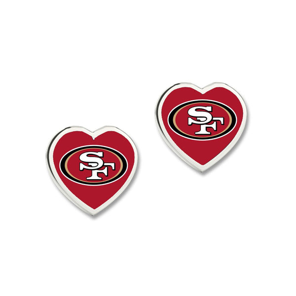 San Francisco 49ers Heart Post Earrings w/3D Heart